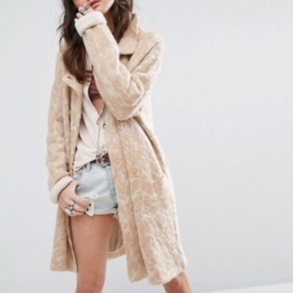 Free People Wild Things Knit Pea Coat Sz S soft knit alpaca blend oversized - Picture 1 of 9